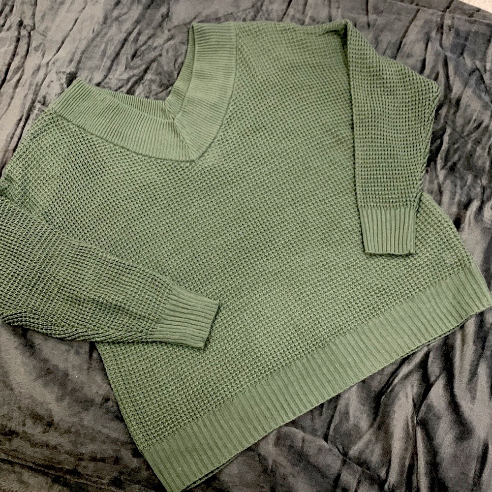 Off shoulder sweater, olive green, NWT.